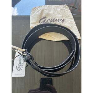 Genny Men’s Black leather belt- 48” in length- Made in Italy-NWT